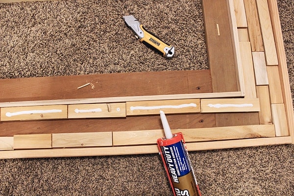 attach wood shims with liquid nails