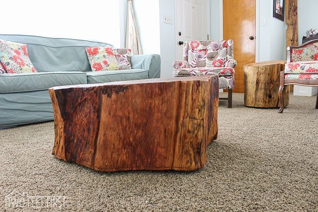 tree stump with tung oil