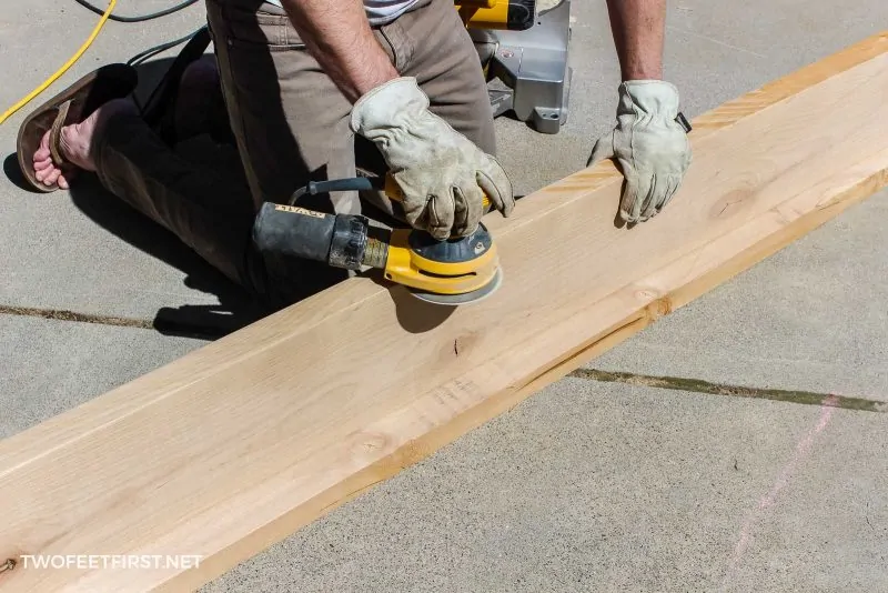 sanding wood for floating bench
