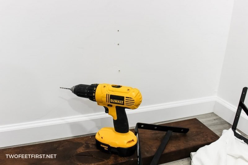 drill holes in wall for shelf bracket