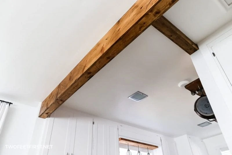 faux wood beam in home