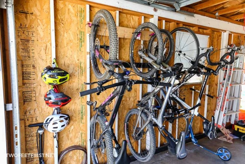 bikes on garage bike rack
