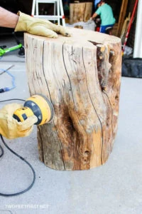 DIY tree stump table