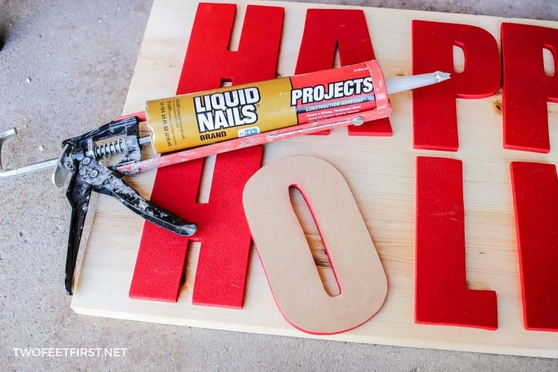 glue wooden letters to sign