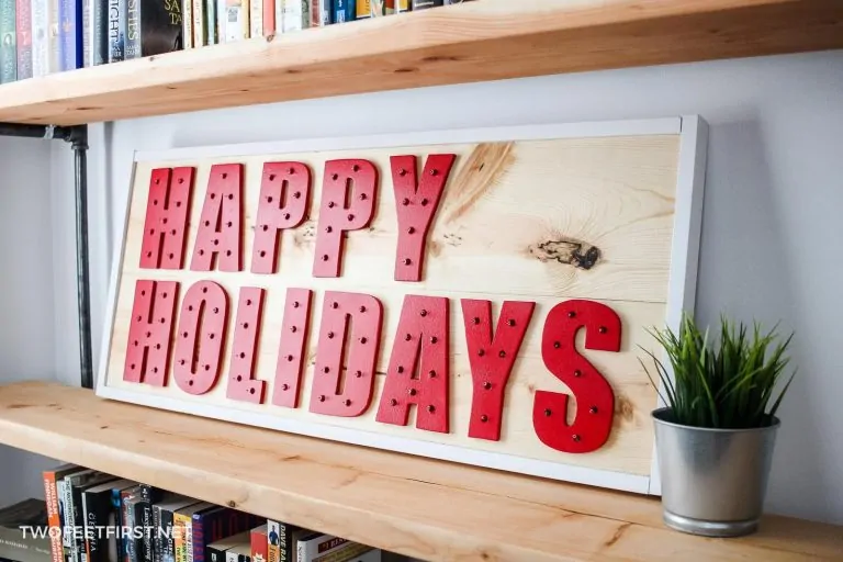 DIY Happy Holidays Wood Sign with Lights