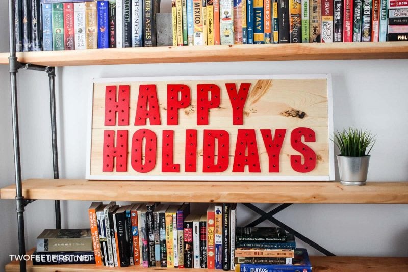 DIY happy holidays wood sign