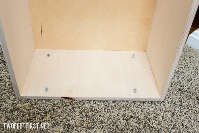 Attach cabinet drawer front to drawer