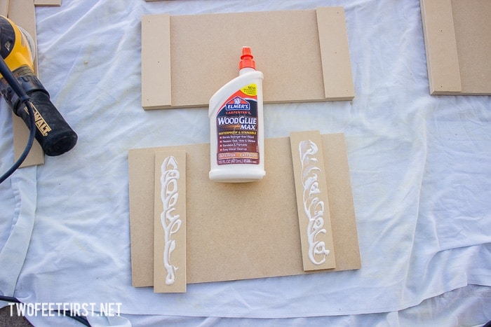 apply wood glue to trim 