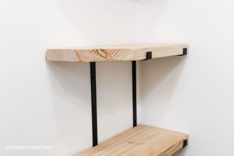 create custom industrial style shelves with metal brackets