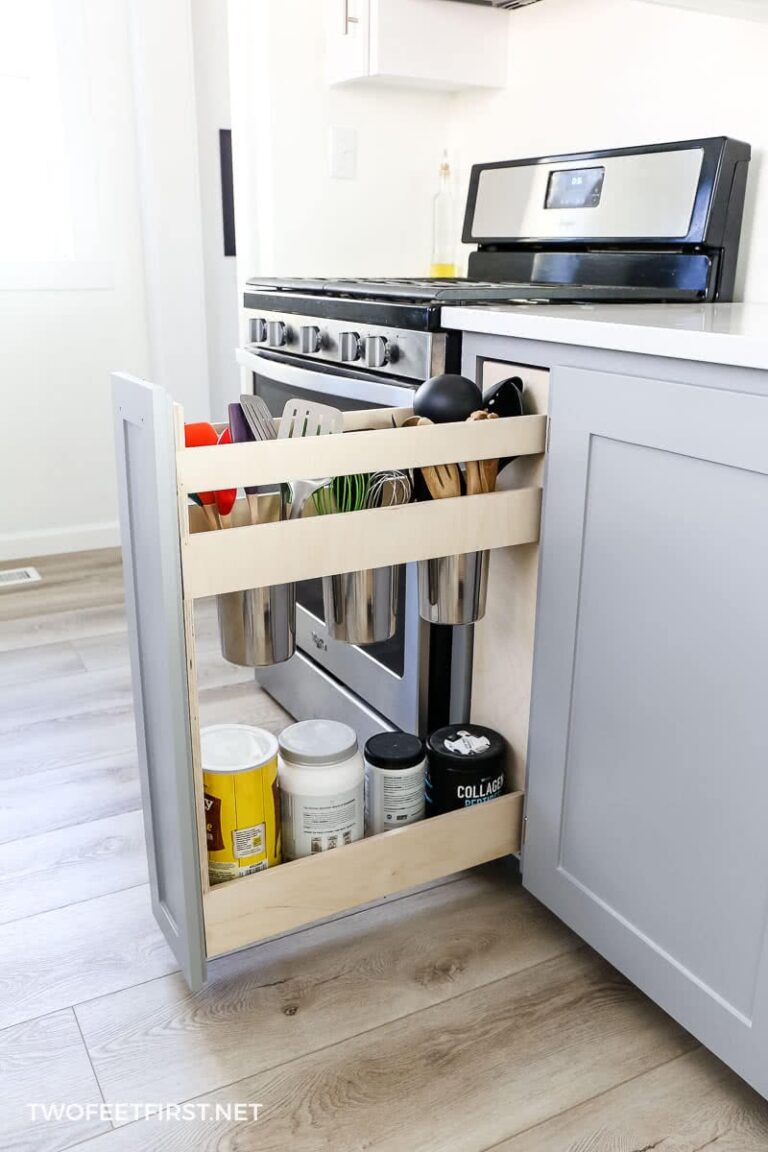 DIY Utensil Pull Out Kitchen Organizer | Vertical Cabinet Organizer