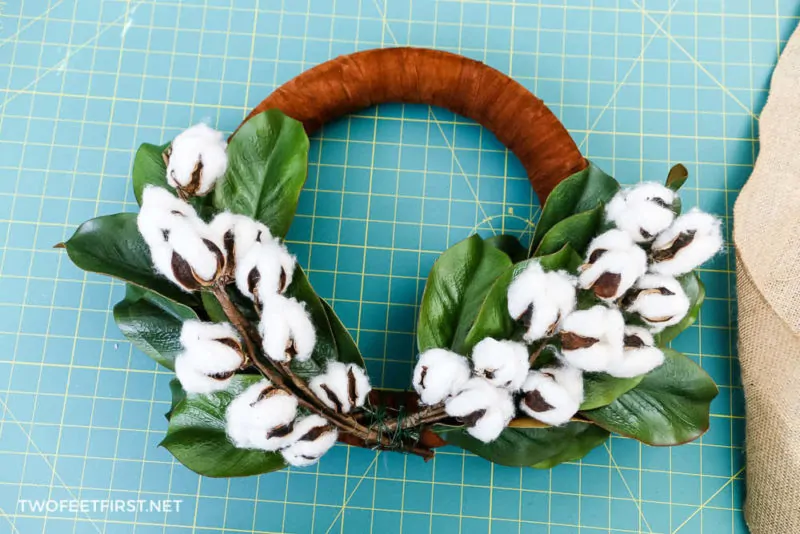 wire floral to leather wreath