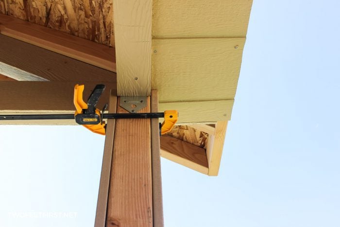 apply trim to columns where clamp is holding trim in place