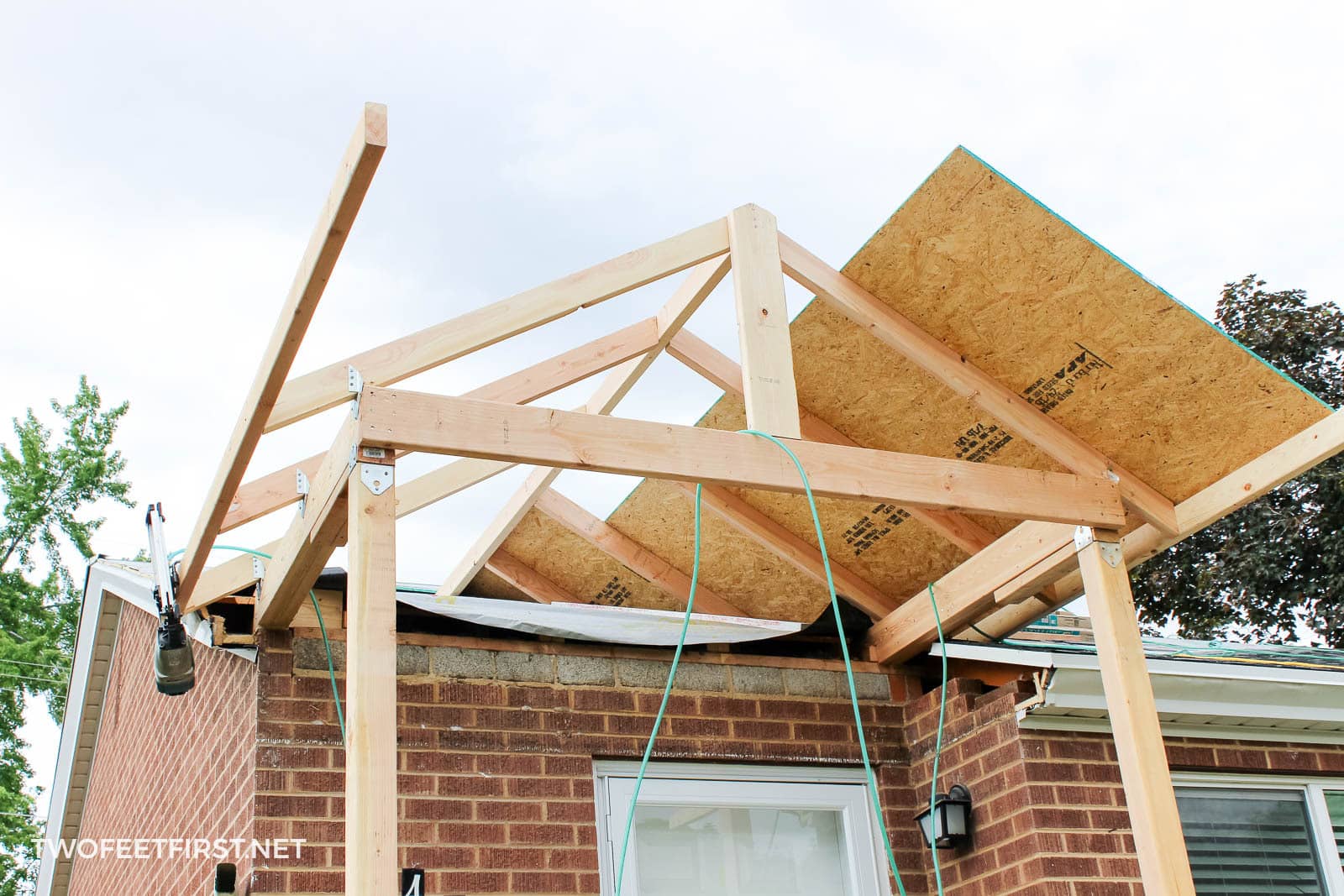 How To Build A Gable Porch Roof Adding a front porch to an existing house | TwoFeetFirst
