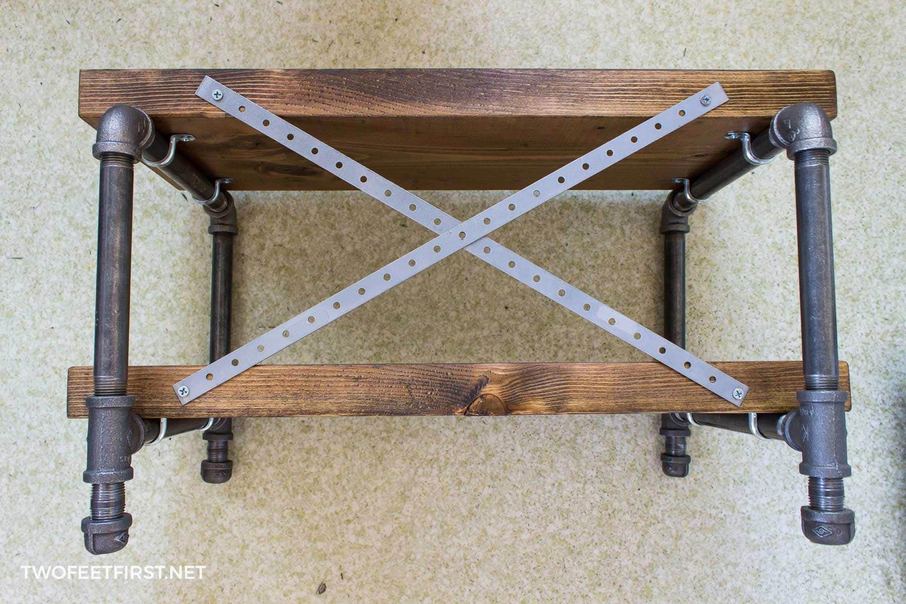 DIY Industrial Shoe Rack with pipe and wood TwoFeetFirst