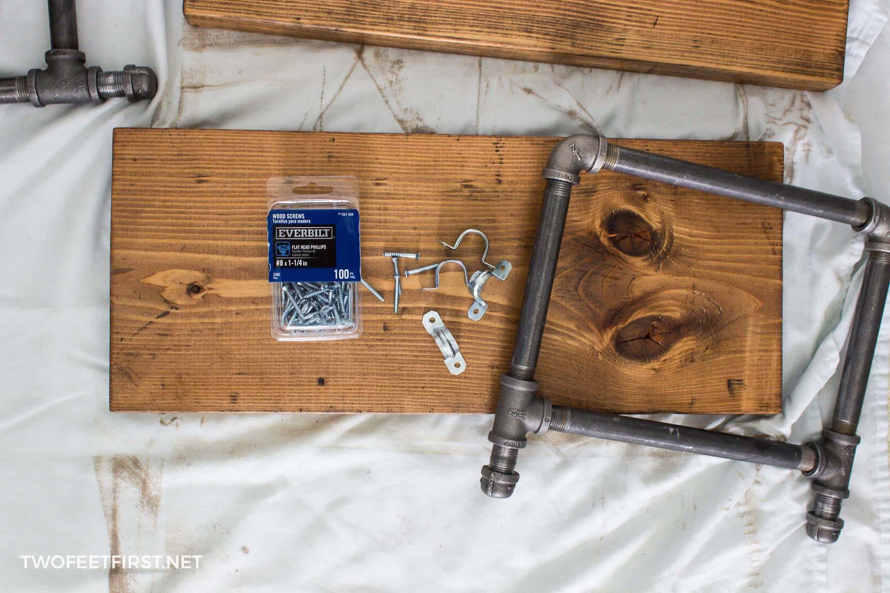 DIY Industrial Shoe Rack with pipe and wood TwoFeetFirst