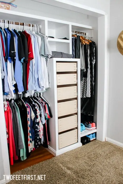 DIY built in drawers for a closet organizer