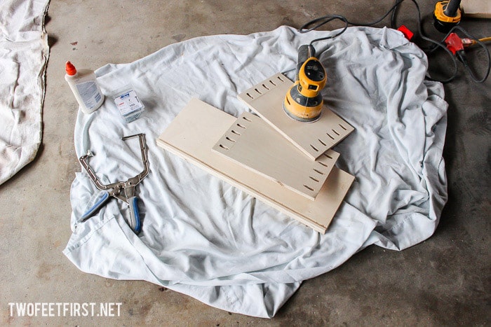 Do you want to organize a closet by adding drawers? Here is a DIY tutorial on how to build drawers for a closet system. PLUS see how to create a full closet system for a small closet. #twofeetfirst #diy #closet #organize #build How to build drawers for a closet system