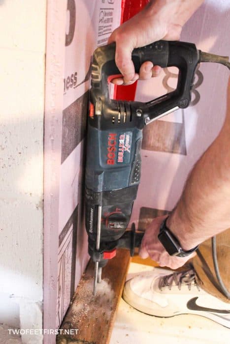 using Bosch rotary hammer to drill through concrete