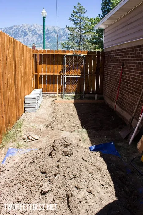 removing dirt for a paver foundation