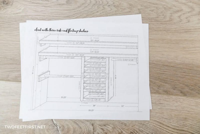 paper with sketch of floating organizer