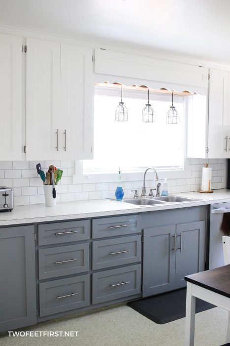 paint kitchen cabinets white and grey